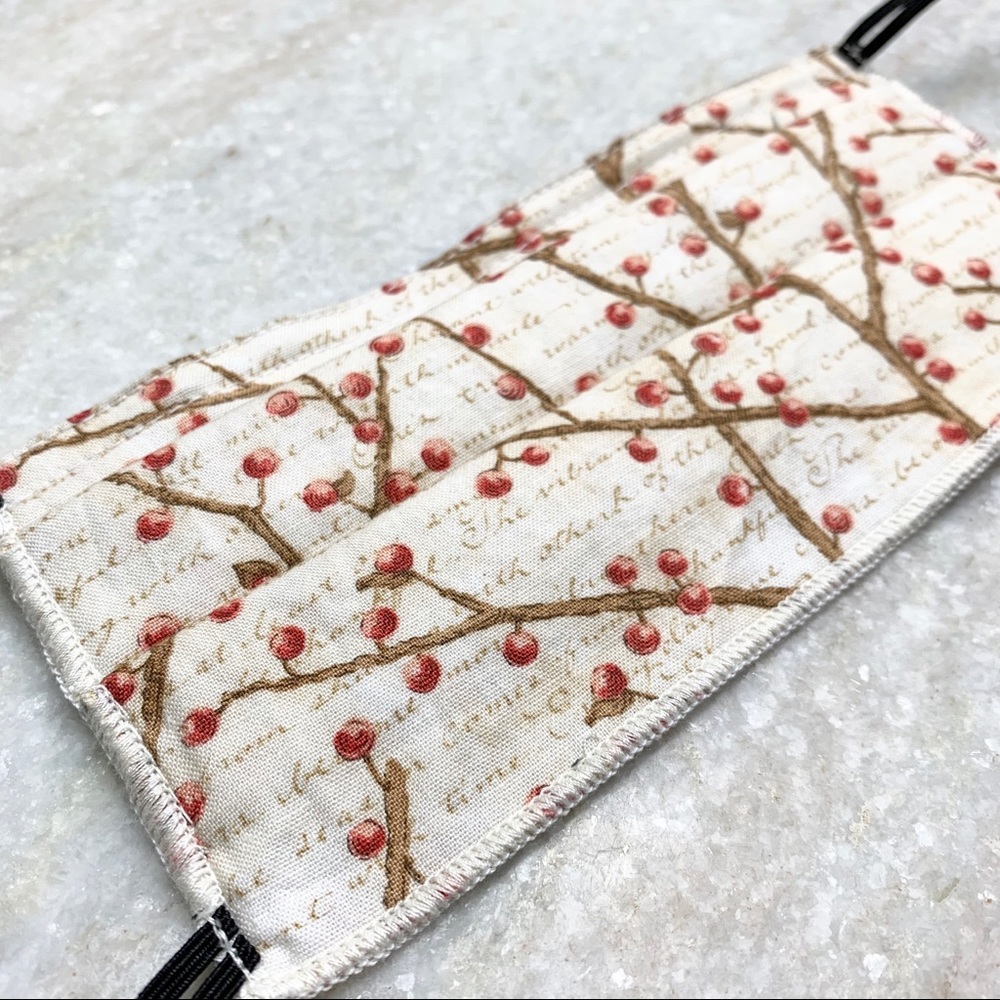 Cherries 4ply 100% Cotton Face Mask - Handmade - Picture 7 of 8